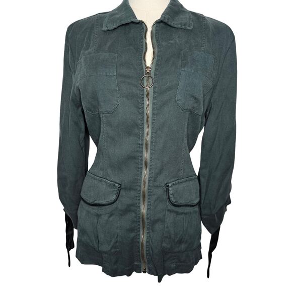 XCVI Women Utility Safari Jacket Small Teal Cinched Gorpcore Granola Girl Hiking - Picture 1 of 10